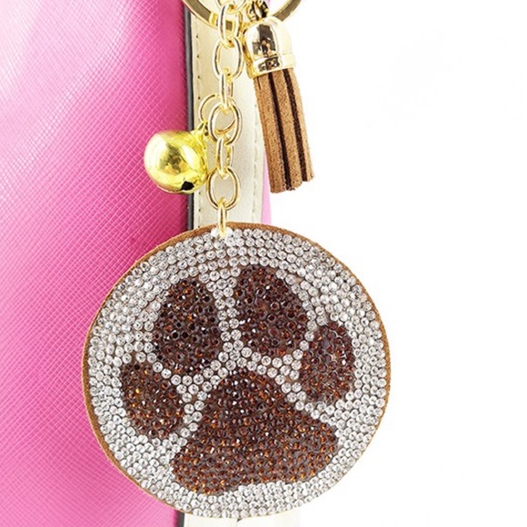Gray & Silver Paw Print Rhinestone Keychain - Picture 16 of 16
